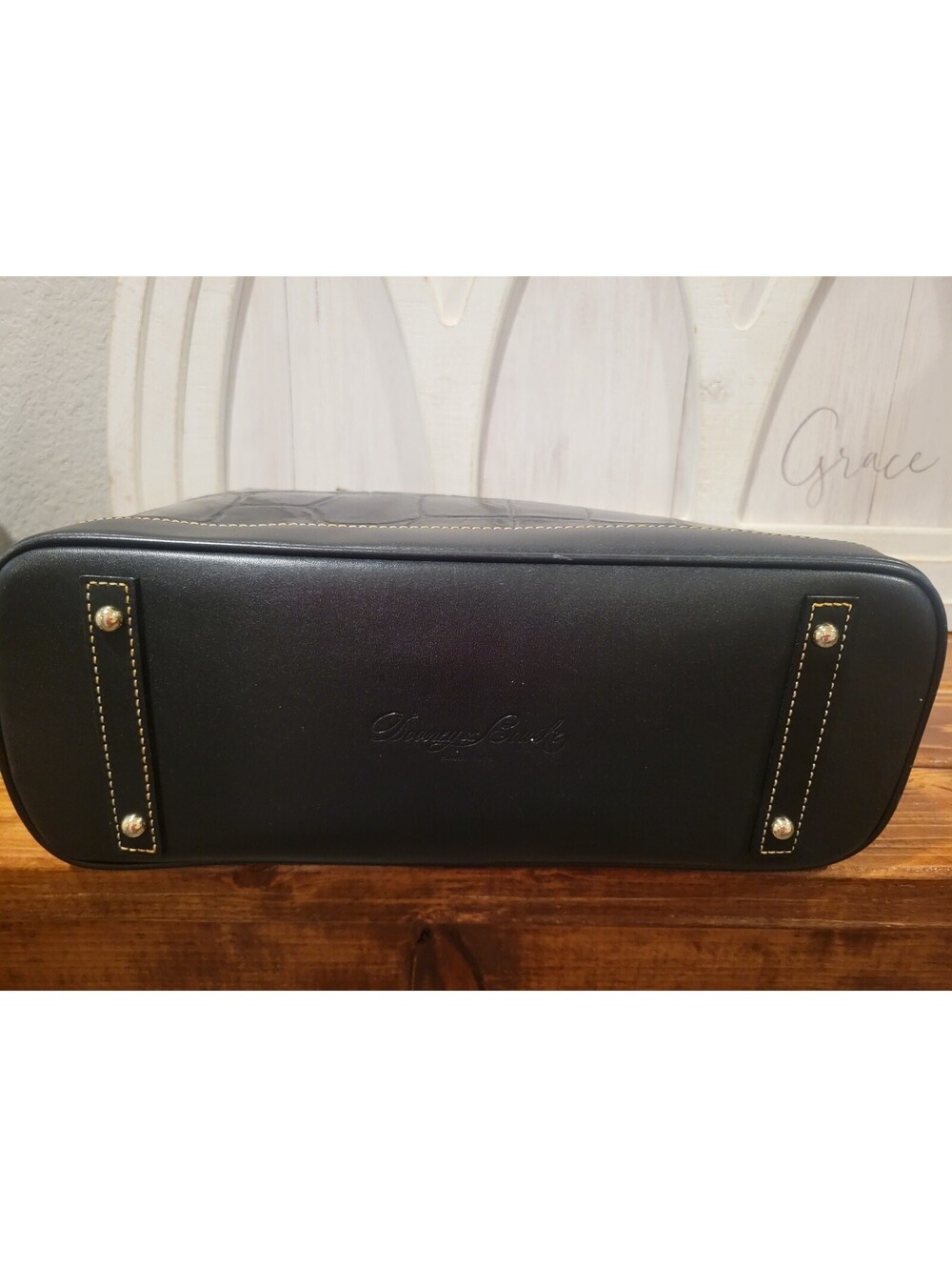 Dooney & Bourke Tassel Satchel Croco-Embossed Leather Black Bag Purse NICE - Picture 5 of 15